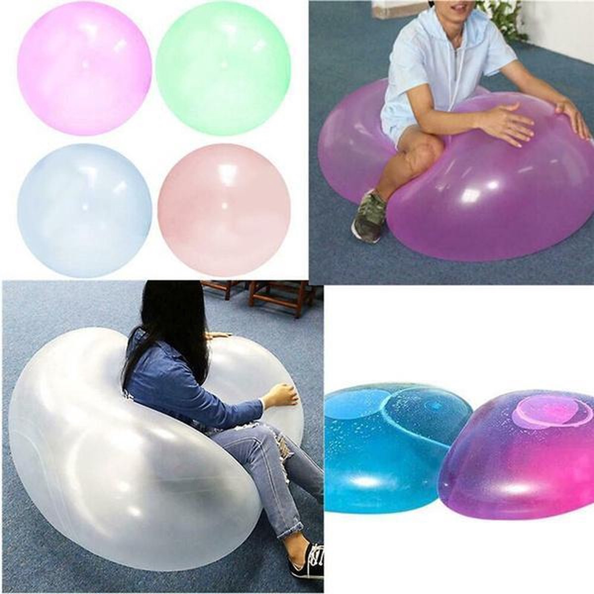 jelly bubble balloon | Blauw | Glow in the dark bubble ball ballon | 60cm | jelly Balloon | TIK TOK Trending| waterspelletjes | buitenspelen